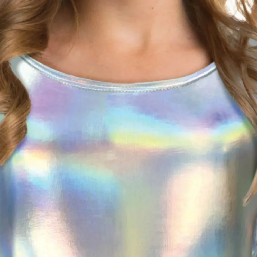 Kids Leotard  Iridescent Silver Halloween Costumes Cosplay Size Medium (7/8)